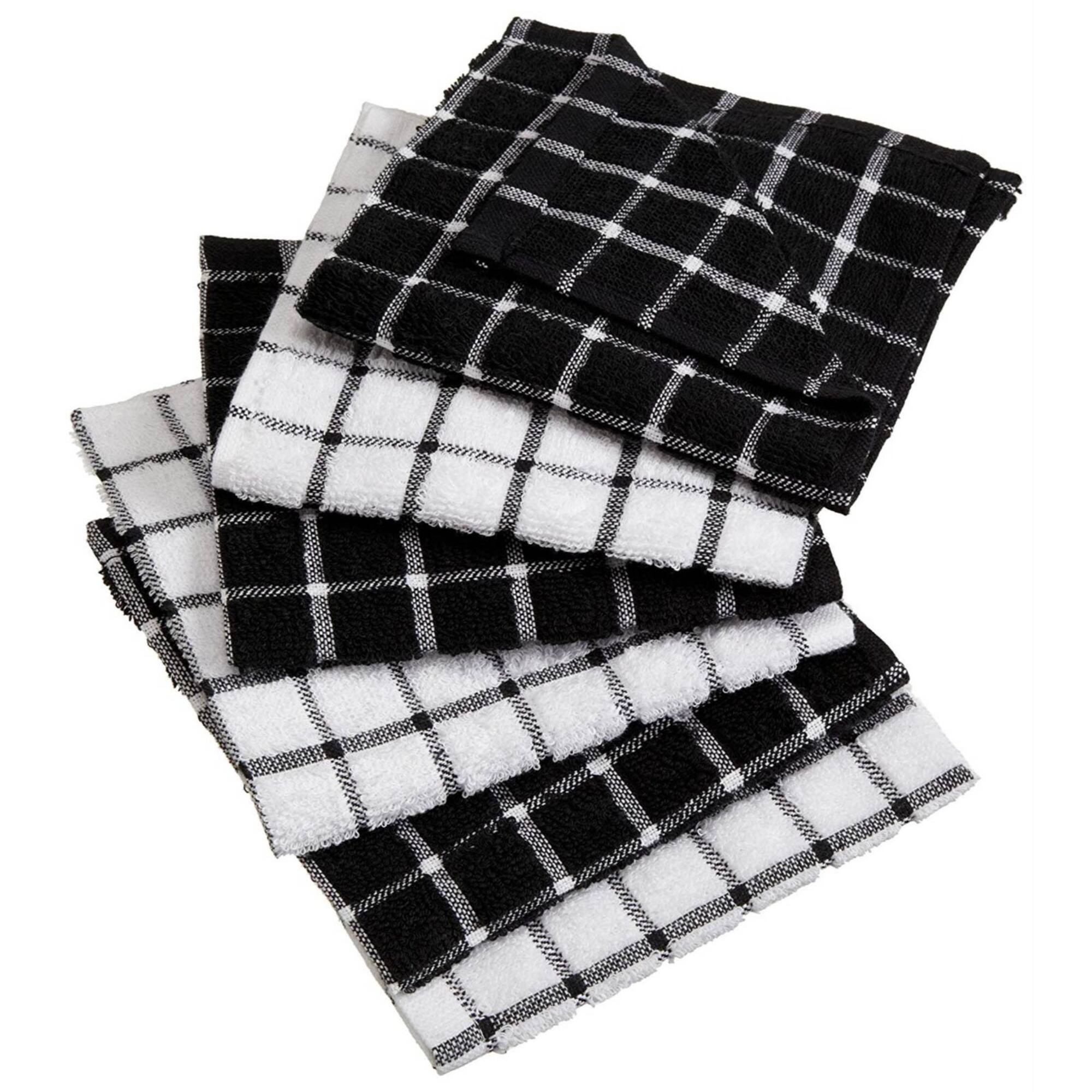 DII® Black & White Windowpane Terry Dishcloths, 6ct.